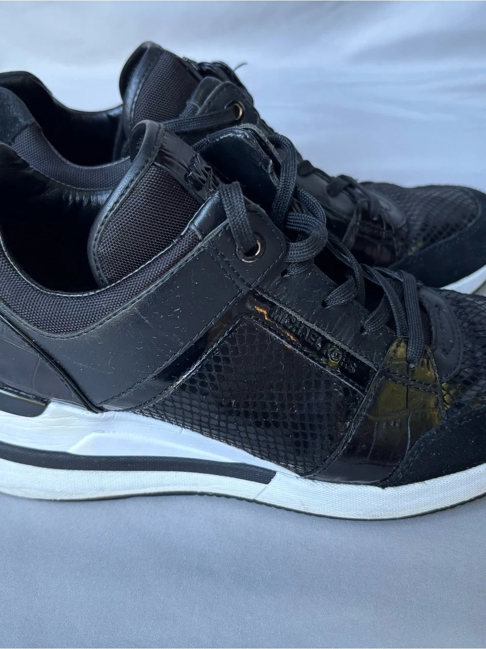 Michael Kors Women’s Black Mixed-Material Sneakers Size 9